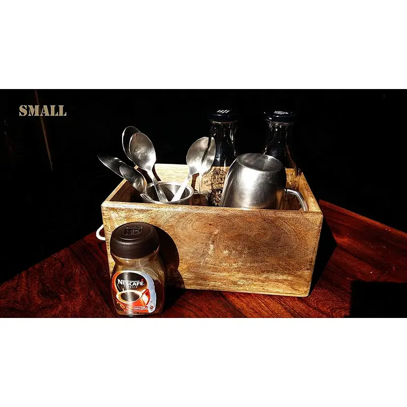 Storage Bin Container Box Wood Kitchen Bathroom Organizer Wooden Holder Rustic