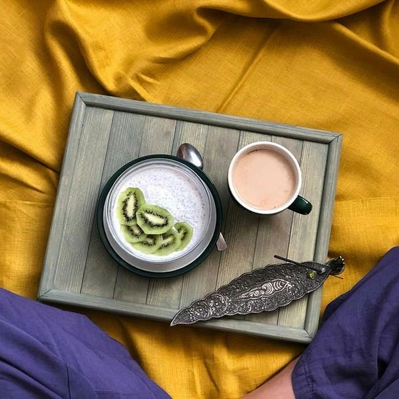 Tray for breakfast in bed Gift Wooden tray plates wooden board wood serving tableware tea tray