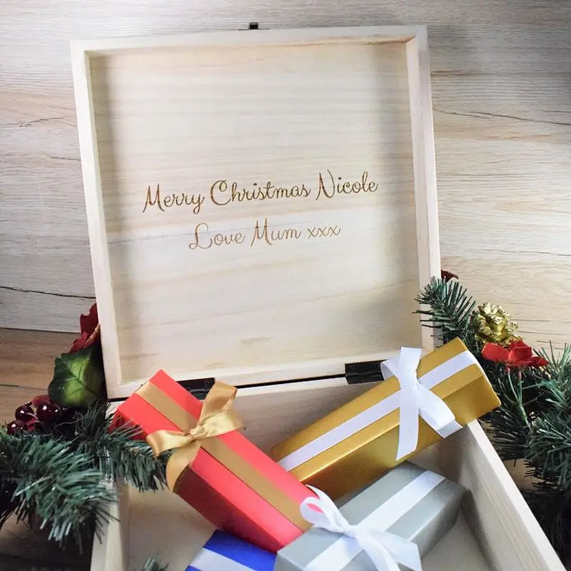 Engraved Christmas Eve Box - Bespoke Personalised Wooden Christmas Box for Children, Ready To Fill With Gifts