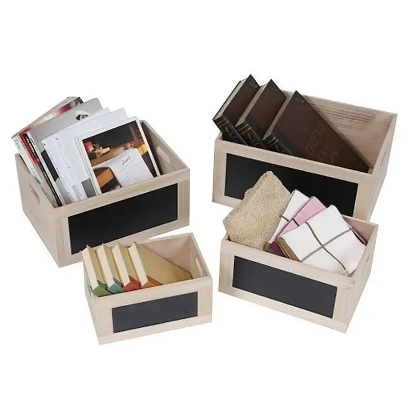 Advertising crate, garden crate,Set of 4 Chalkboard Wood Crates w/ Cut-out Handles