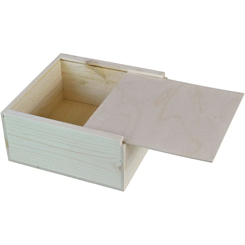 Home Storage Box Natural Wooden Box With Lid Golden Lock Postcard Organizer Handmade Craft Jewelry Case