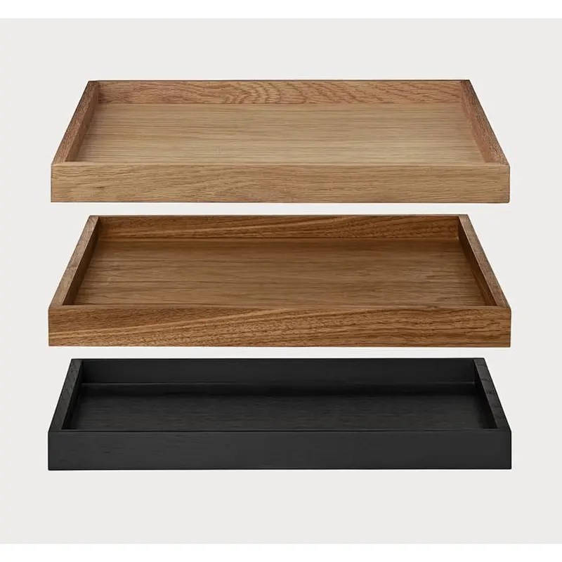 Wooden upholstered tray with handle