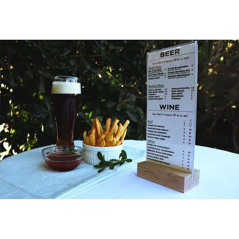 Coffee menu stand Wood Menu Card Wooden Hotel Signs Name Card