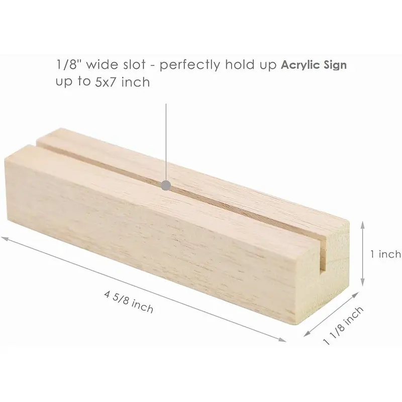 Pack Modern Acrylic Sign Holders Wood Table Numbers Display Stands Place Card Holder Perfect for Retail Shop Wedding Di