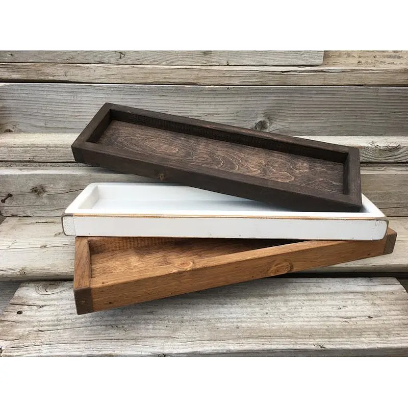 Rustic Wood Tray Wooden Decorative Coffee Table Bathroom Tray