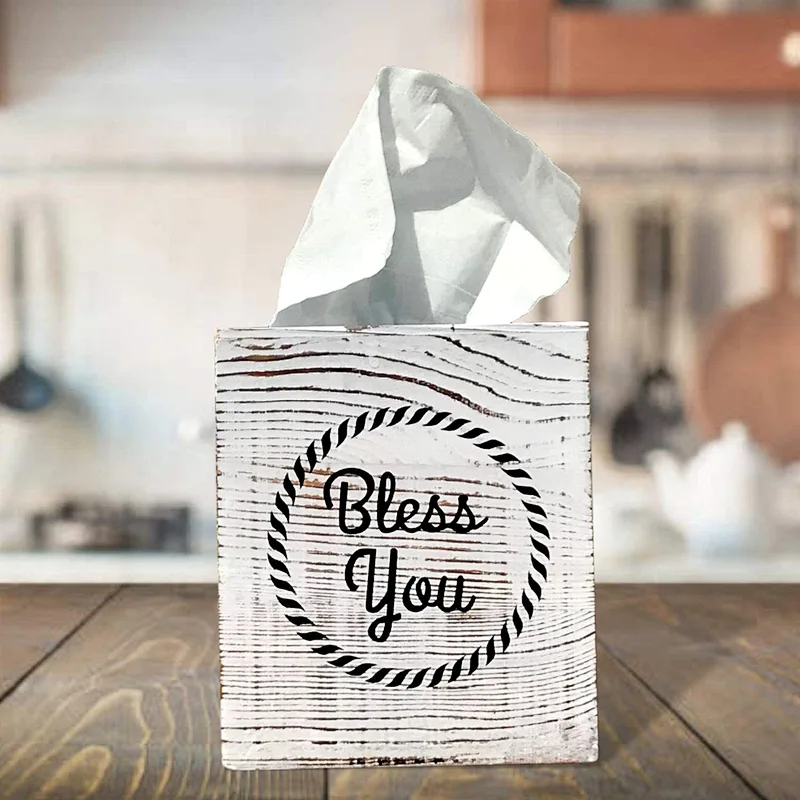 ountreeC Rustic Tissue Box Cover - Farmhouse Tissue Box Holder  with 