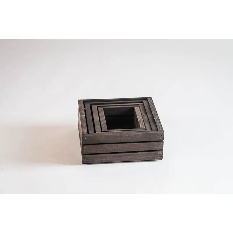 Rustic Wood storage Crates Set of 4 storage box stackable wood crates customized