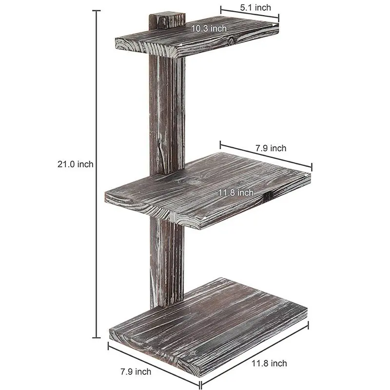 1-Inch 3-Tier Torched Wood Dessert & Pastry Stand