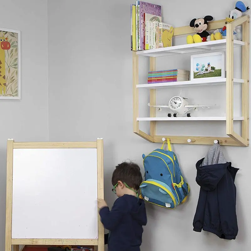 wall rack shelfmail holder and coat key rack Wall Mount Kids Bookshelf 3 Tier Shelf Unit with Diaper wall shelf decormount shelf