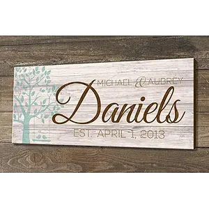 Wood Personalized Family Established Sign With Sayings