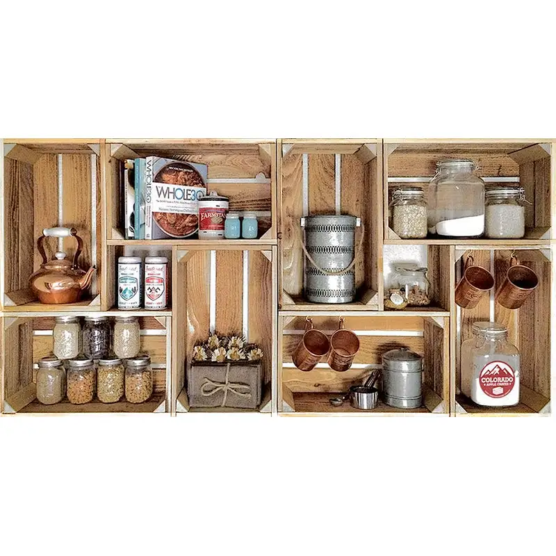 Shallow Wood Crate | Wall-Mount or Stackable  farmhouse decor