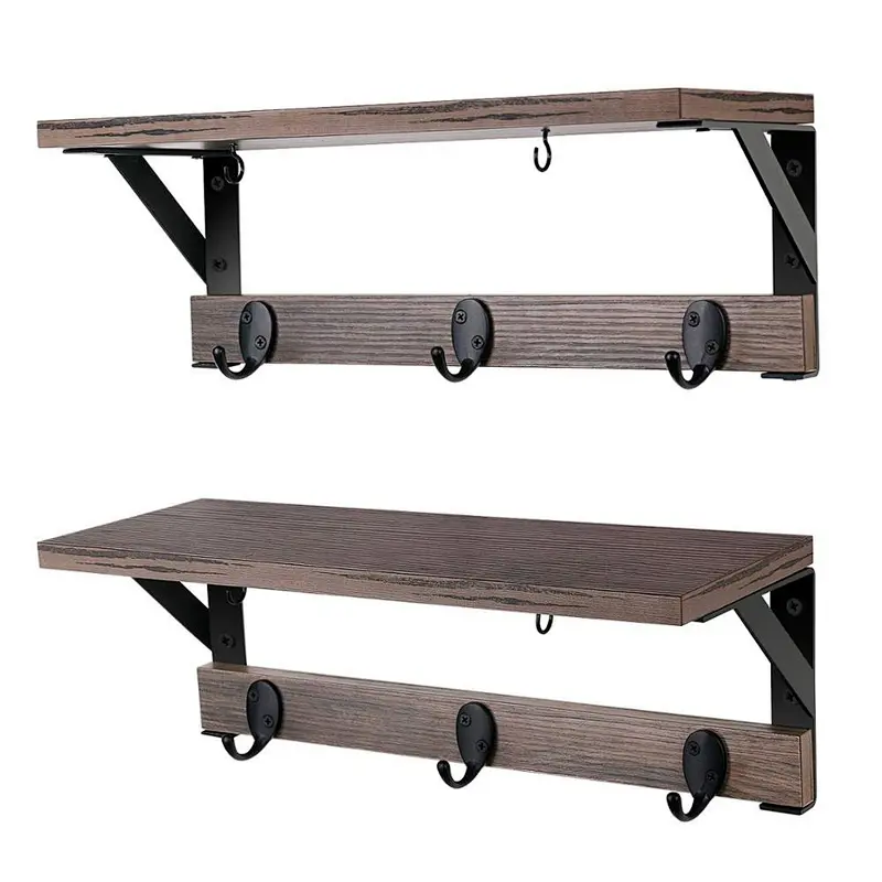 Rustic wood floating wall shelves wall mounted metal shelf shelf wall for living room