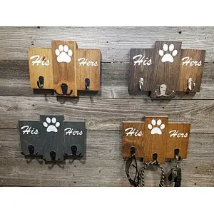 2020 popular key holder for wall dog  his hers dogkey and leash holder