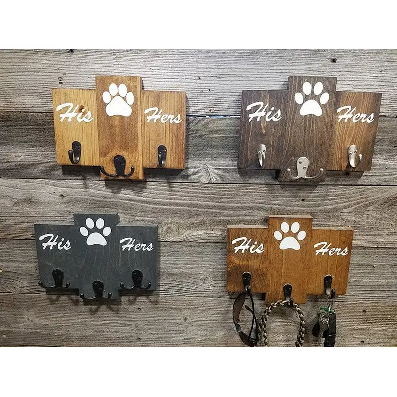 2020 popular key holder for wall dog  his hers dogkey and leash holder