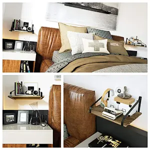 Floating Shelves Wall Mount Rustic Wood Wall Shelves with Large Storage L16.5 x W12 inch for Kitchen Living Room Bathroom