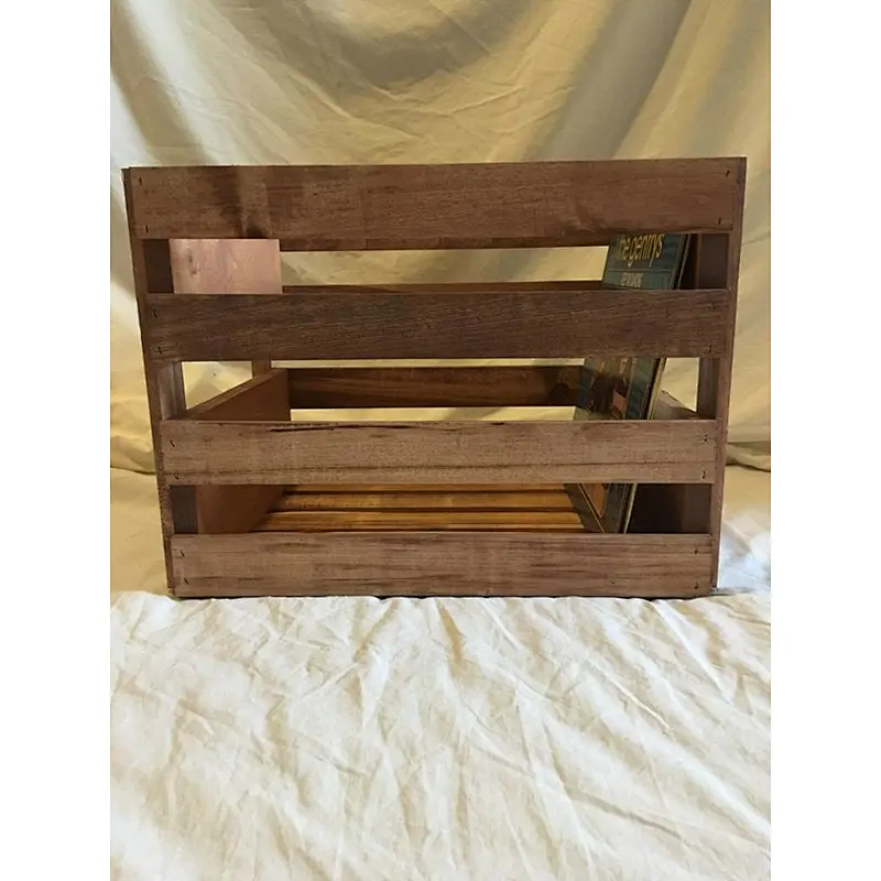 Vinyl Collapsible Record Storage Pine  Wood Fruit Crate