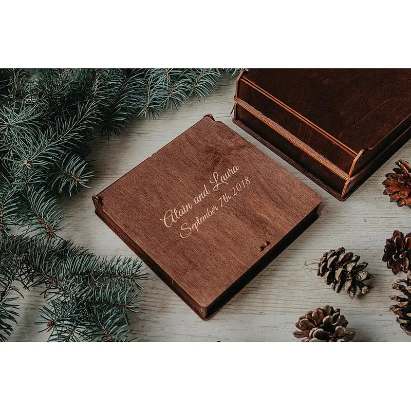 wood print box | 4x6 photo box for photos and USB drive (15x10 cm photo packaging)