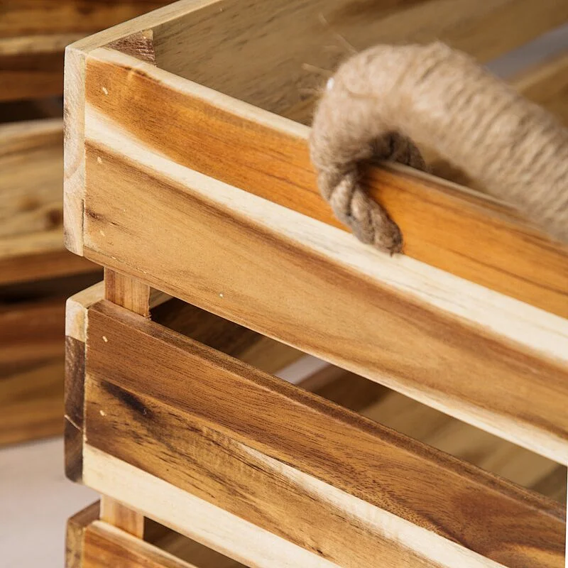 wholesale unfinished Wooden crate rank  Apple crate Vegetable box bin Potato tool toy storage  3 Piece Wood Crate Set