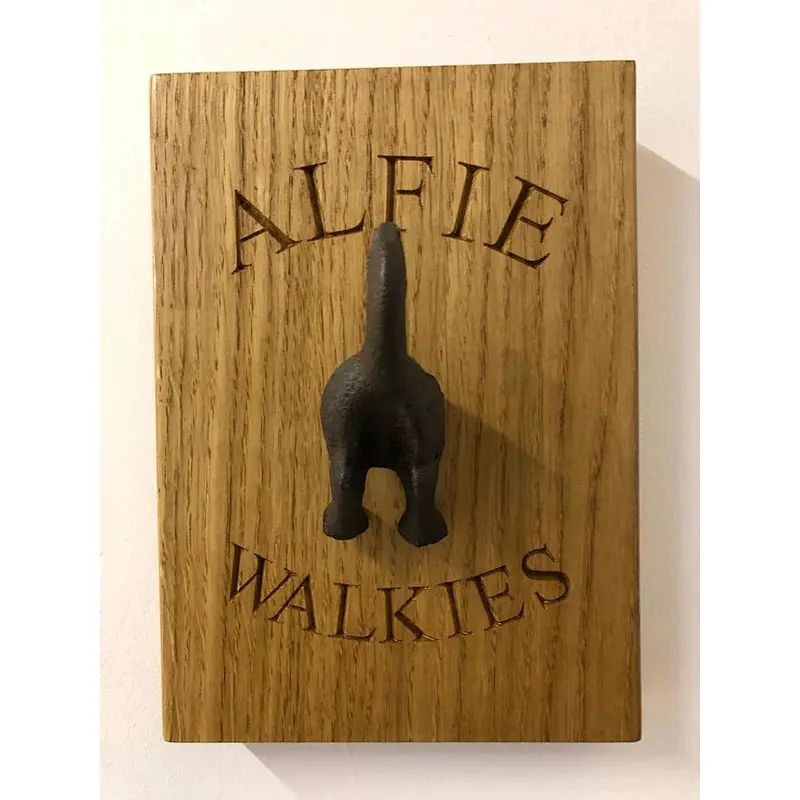 Personalised Dog lead hook wood sign walkies dog leash hook