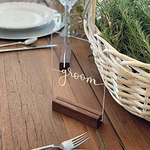Custom Wooden Holder for Acrylic Sign Place Card Holder Walnut Wood Table Numbers Stands