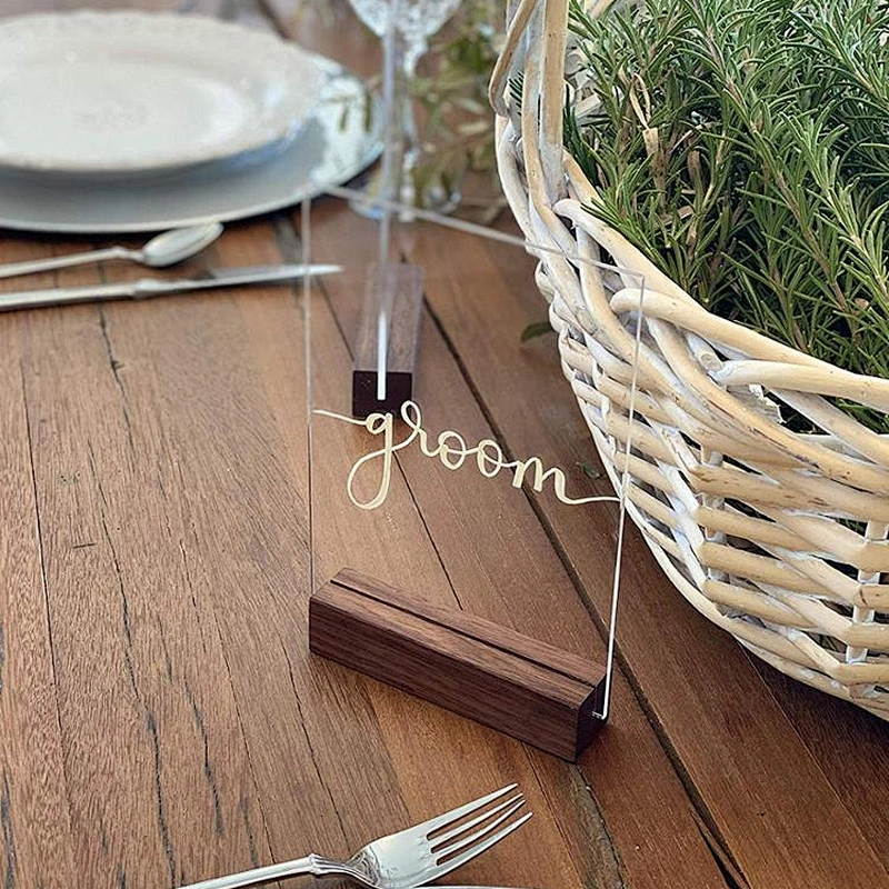 Custom Wooden Holder for Acrylic Sign Place Card Holder Walnut Wood Table Numbers Stands