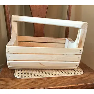 Gardener Gift, Beverage Tote, Gardening Tool, Kitchen Utensil Storage-Hardwood Basket with Diagonal Handle