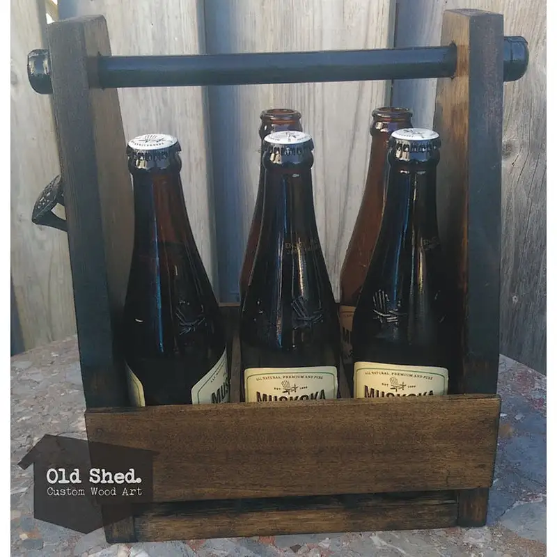 Wooden box- Wine Bottle tote-CUSTOM BEER CADDY,   Wedding Party Gift, Beer Lovers Gift