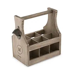 Personalised Wooden Beer Caddy Carrier With Bottle Opener 6 Bottle - Men's Wedding Gift - Men's Birthday Gift -