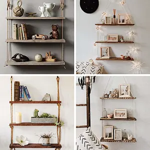 Organizer Wood Wall Shelf with Metal Shelf Shelf Floating Shelves for Kitchen Bathroom