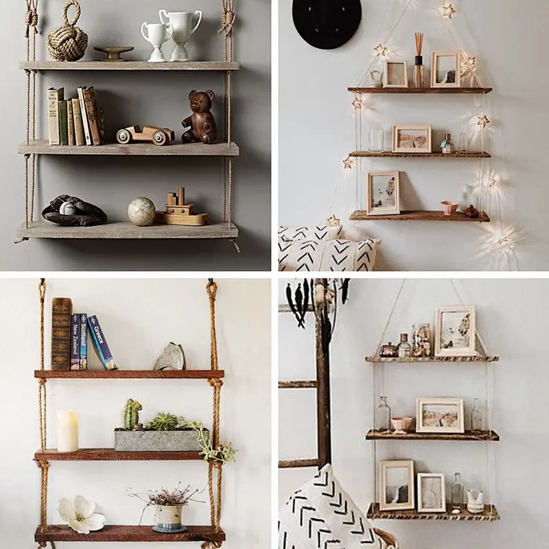 Organizer Wood Wall Shelf with Metal Shelf Shelf Floating Shelves for Kitchen Bathroom