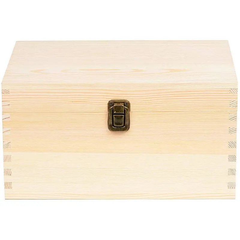 Extra Large Rectangle Unfinished Pine Wood Box Natural DIY Craft Stash Boxes