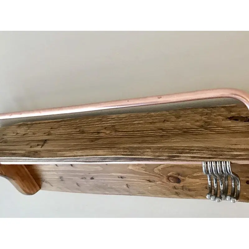 Shelving Unit, Reclaimed Wood & Pure Mineral Copper, Neat Rustic Spices and Utensil wood  Shelf,