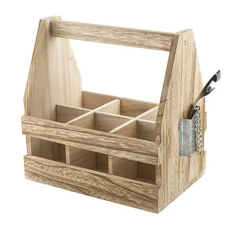 Custom Beer Bottle Caddy Medium Wood