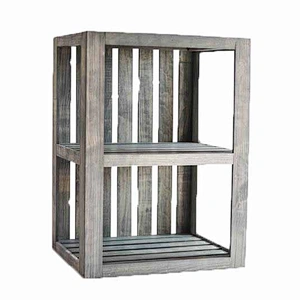 End Table/Nightstand Wood Crate Antique Gray Stained