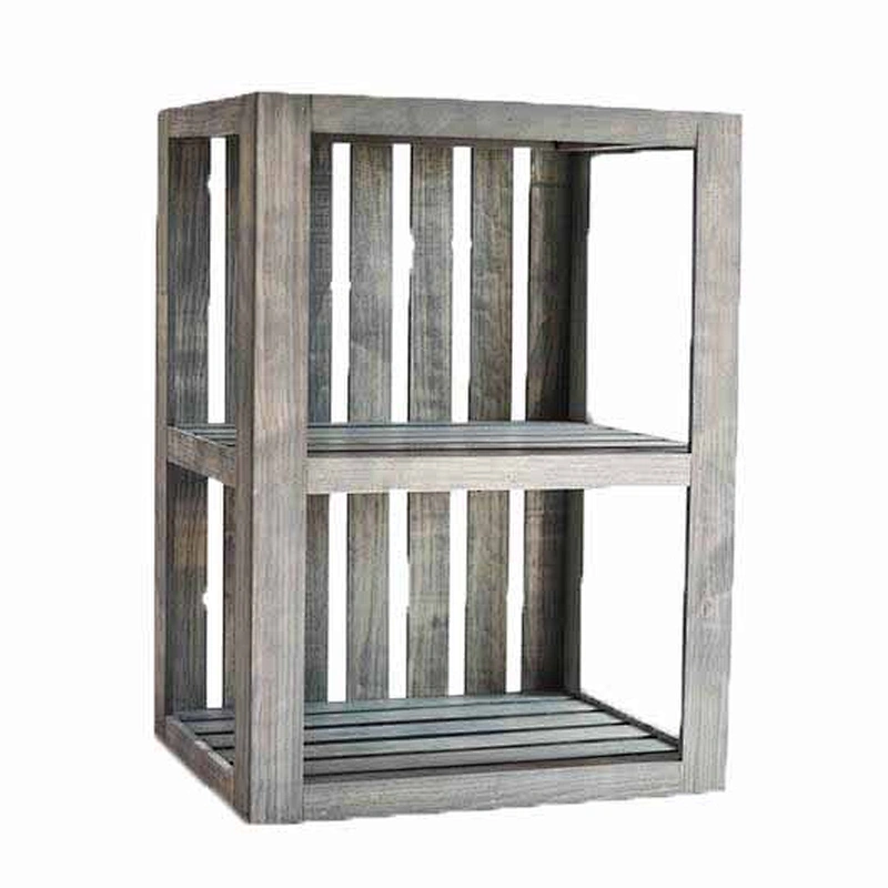 End Table/Nightstand Wood Crate Antique Gray Stained