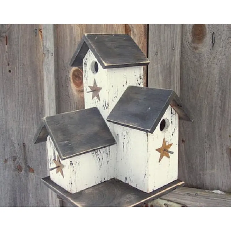 Primitive Country Condo Birdhouse, Handmade Birdhouse Rustic Birdhouse Garden Decore Bird House.