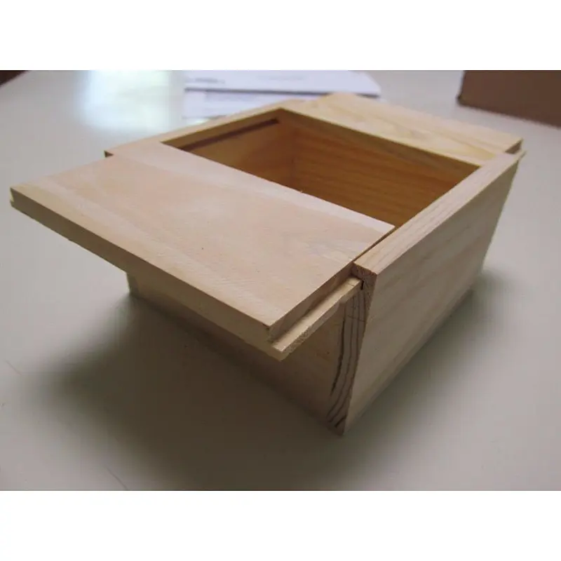 Unfinished Small Wooden Box With Sliding Lid! 4 1/2