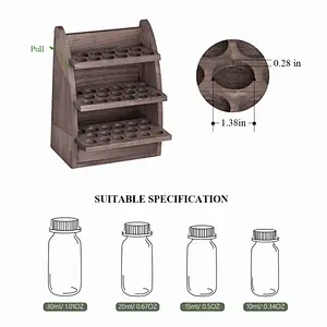 Essential Oils Storage Rack  45 Round Slots Wooden Nail Bottle Display Holder Organizer