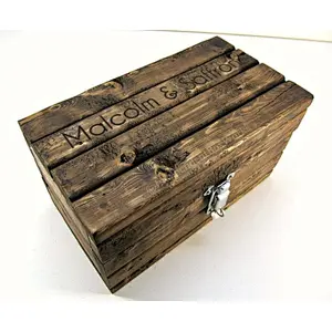 Personalized Keepsake Box with Lockable Latch,  Rustic Wooden Gift Box, Memorial Box