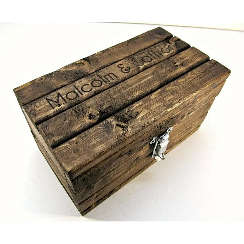 Personalized Keepsake Box with Lockable Latch,  Rustic Wooden Gift Box, Memorial Box