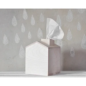 Tissue box - wooden house with chimney,  christmas decor, unpainted, natural wood
