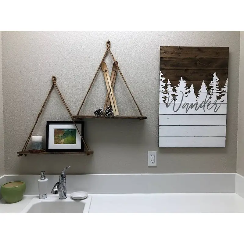 Triangle Hanging Shelf.Wall Decor.Rope Shelf.Knick Knack Shelf Rustic Home Decor.Dorm Room Decor