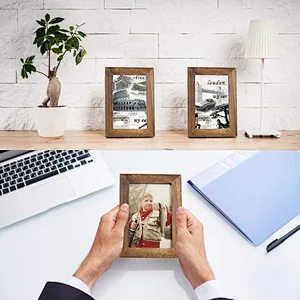 Picture Frame Photo Display for Tabletop Display Wall Mount Solid Wood High Definition Glass Photo Frame