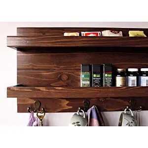 Rustic wood floating wall shelves bathroom shelf with hooks wall mounted wood shelf for wall
