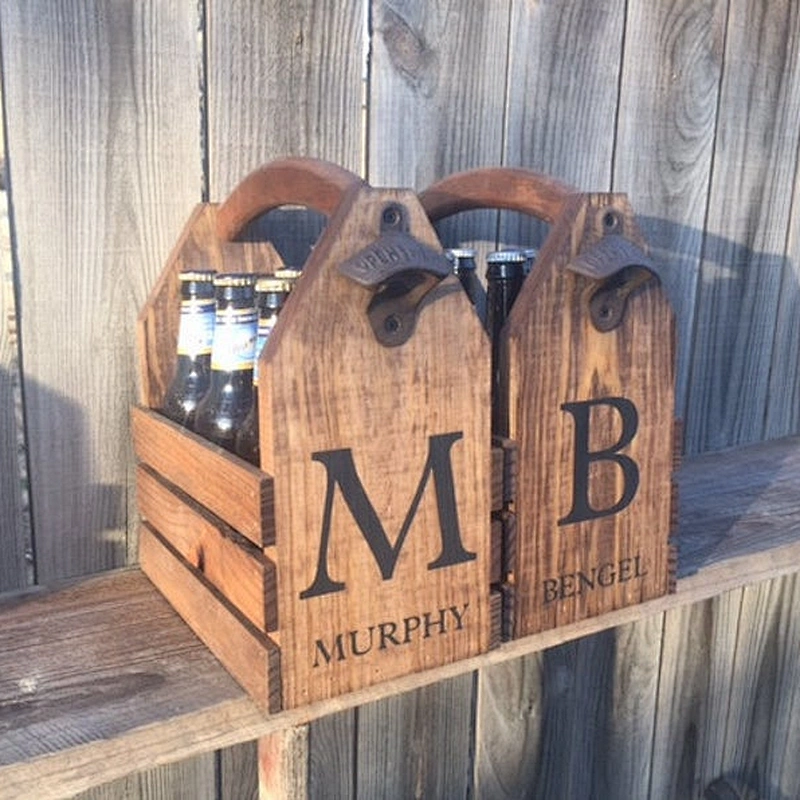 2019 Rustic 6-pack beer bottle carrier customized