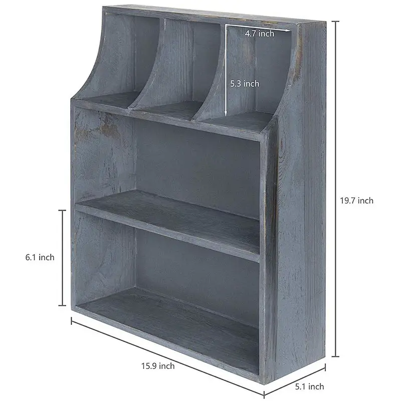Rustic Grey Wood Bakery Countertop Display Stand