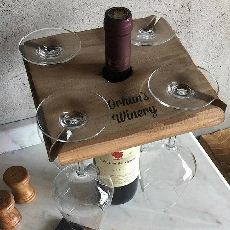 Personalized Wine Butler Custom Tasting Gift Wood Wine Tote   Lover Gift  Glass Holder