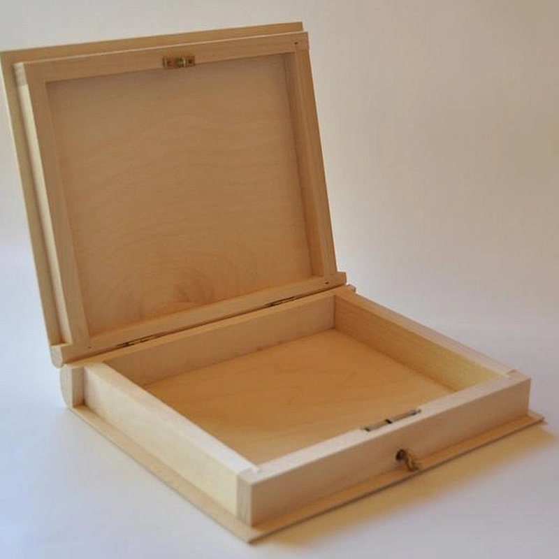 Wooden Box Book with Lock. Unfinished Wood Box. Unpainted Wood Box