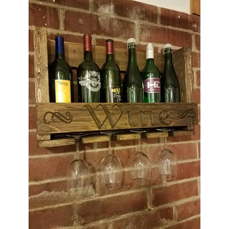 Rustic Wine Wall-mounted Shelf For Family