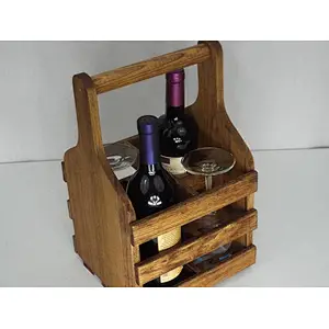 Handiwork wholesale unfinished cheaper  rustic personalized customized Water milk Wooden  Bottle Carrier  wine caddy (4 bottle)